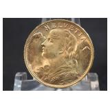 1949 Switzerland Gold 20 Franc