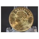 1935 Switzerland Gold 20 Franc