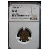 1914 $2.5 Dollar Gold Indian Coin Better Date