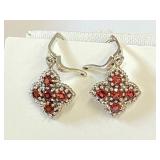 Sterling Garnet Earrings   5 grams