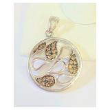 Sterling Brown Diamond Pendant   4.1 grams