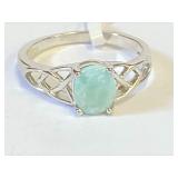 .925 Silver Natural Larimar Size 7 Ring
