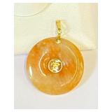 14K Gold and Jade Pendant