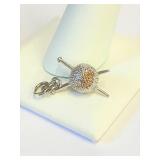 Silver Ball of Yarn and Needles Charm   L