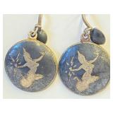.925 Silver Mid-Century Siam Earrings  O-