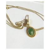 Marked 1/20 12KGF  16" Necklace With Jade Pendant
