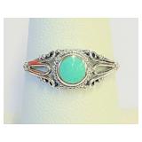 .925 Silver Celtic Turquoise Ring Sz 8    R
