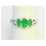 .925 Silver Green Emerald Ring Sz 8   R