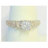 .925 Silver 1.25CT Round and Micro CZ  Ring Sz 8