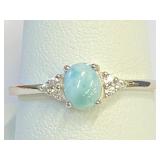 .925 Silver Natural Larimar Ring Sz 10   S