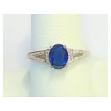 .925 Silver Blue Sapphire Ring Sz 7   R