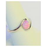 .925 Silver Pink Opal Ring Sz 8   S