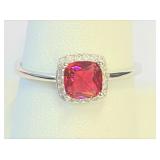 .925 Silver Ruby Ring Sz 10    R