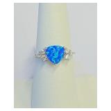 .925 Silver Trillion Opal Ring Sz 7   R