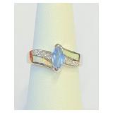 .925 Silver Tanzanite and Opal Ring Sz 6   E