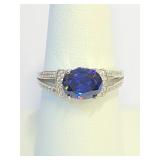 .925 Silver Tanzanite Ring Sz 8   L