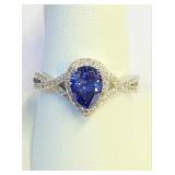.925 Silver Tanzanite Solitaire Ring Sz 9   CC
