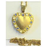 Fashion Gold Heart and Locket 24" Necklace