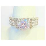 .925 Silver Clear Zircon Ring Sz 9
