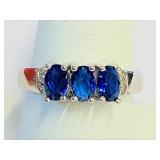 White Gold Plated Tanzanite  Ring Sz 9