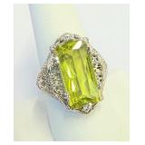 .925 Silver Hollow Cut Zircon Ring Size 9