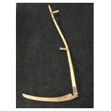 Vintage Scythe, wood with two handles