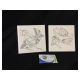 Pair of bird trivets charming