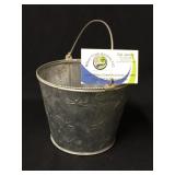 Galvanized bucket with dragonfly pattern