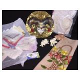 Misc lot, hankies-tassels-mask-baby doll...