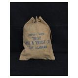 Vintage Cloth Bank Bag with draw strings