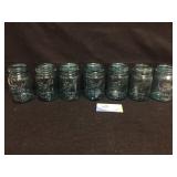 BLUE Mason quart jars lot of 7