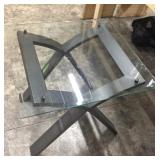 Glass and metal end table
