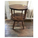 Small round end table with shelf Small round end table with shelf