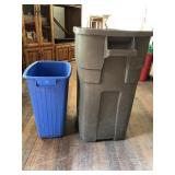 2 Trash cans, one large and one small 2 Trash cans, one large and one small