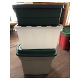Three totes with lids Three totes with lids