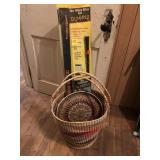 Woven basket and a golf trainer Woven basket and a golf trainer