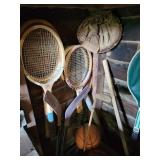 Sports equipment (tennis racquets, basketballs, Sports equipment (tennis racquets, basketballs,