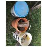 Three buckets with Masonary tools, handtools and Three buckets with Masonary tools, handtools and