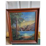 Wood framed painting, unknown title, artist RMM Wood framed painting, unknown title, artist RMM