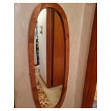 Wood framed oval mirror 47 x 17 Wood framed oval mirror 47 x 17