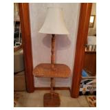 Wood floor lamp with built in table Wood floor lamp with built in table