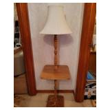 Wood floor lamp with built in table Wood floor lamp with built in table
