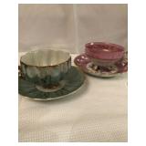 Misc. tea cups and saucers, dove candleholders, Misc. tea cups and saucers, dove candleholders,
