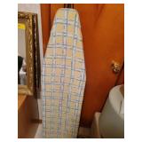 Ironing board, iron, shoe rack, hangers, small Ironing board, iron, shoe rack, hangers, small