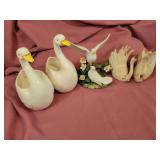 Swan, dove, and owl scultpures Swan, dove, and owl scultpures
