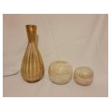 Gold and gold and white glass vases Gold and gold and white glass vases