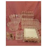 Assorted matching crystal serving items