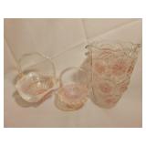 Pink Glass baskets and vase Pink Glass baskets and vase