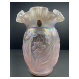Beautiful Vintage Fenton Pink Carnival Glass Vase Beautiful Vintage Fenton Pink Carnival Glass Vase