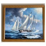 James Poole Signed Sailing Ships Oil on Canvas James Poole Signed Sailing Ships Oil on Canvas